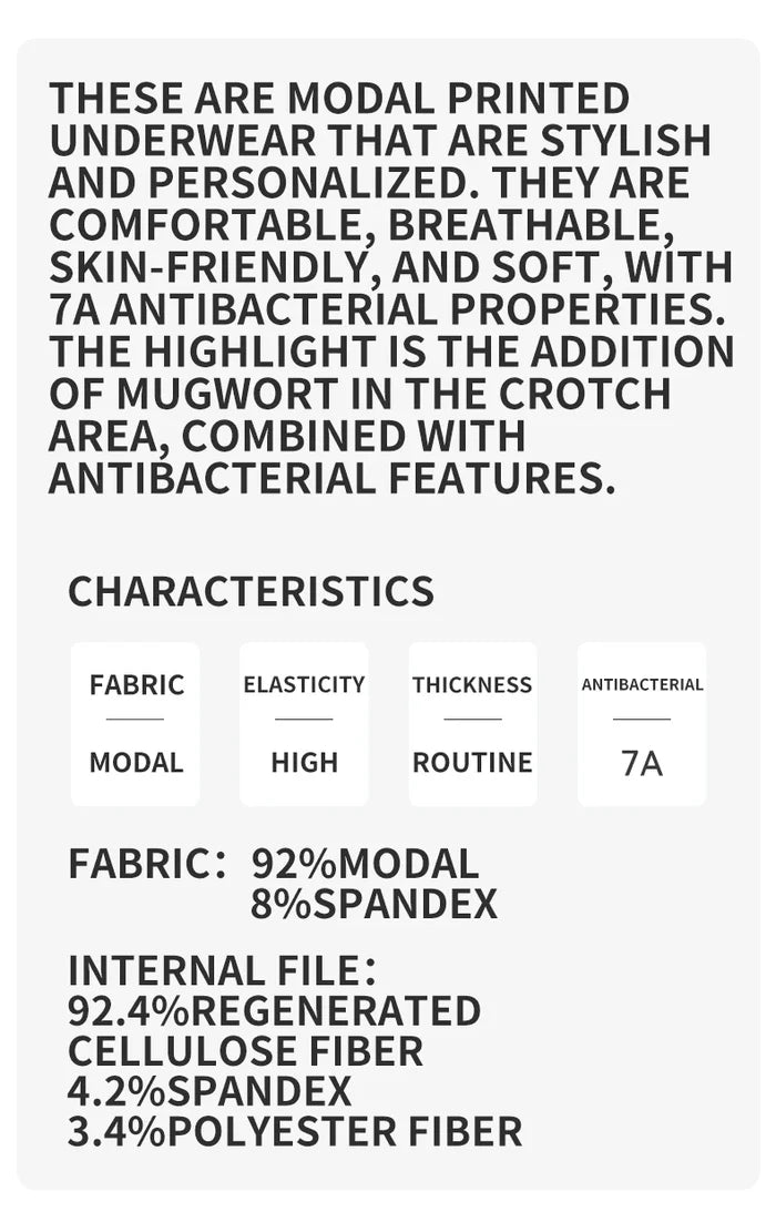 Set of three men's boxer shorts from MiiOW, silky modal fabric, skin-friendly, breathable, antibacterial men's underwear.