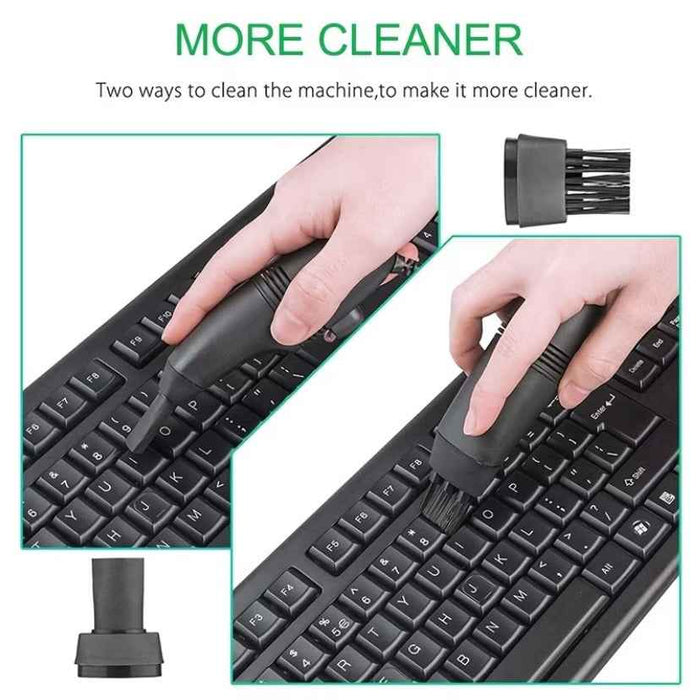 Mini USB Office Vacuum Cleaner from 9eight5 with compact design, shown on a desk alongside a laptop and other office tools.