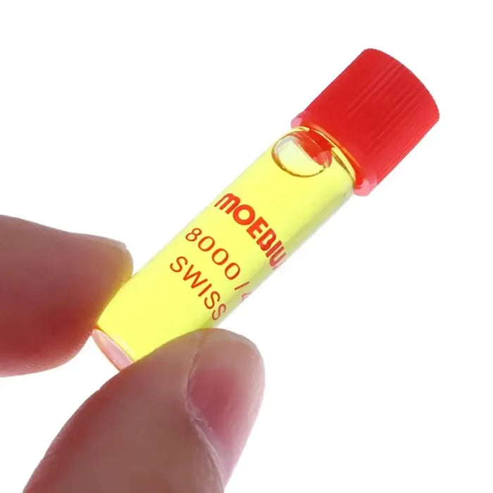 Habicare Mobieus Watch Oil 8000/4 TWS container, featuring clear labeling and packaging for precision watch lubrication.