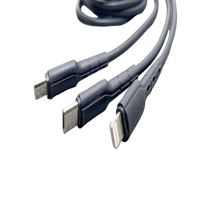 9eight5 Mobigo 1.2m 3-in-1 electronic cable with multiple connector types, suitable for charging and data transfer.
