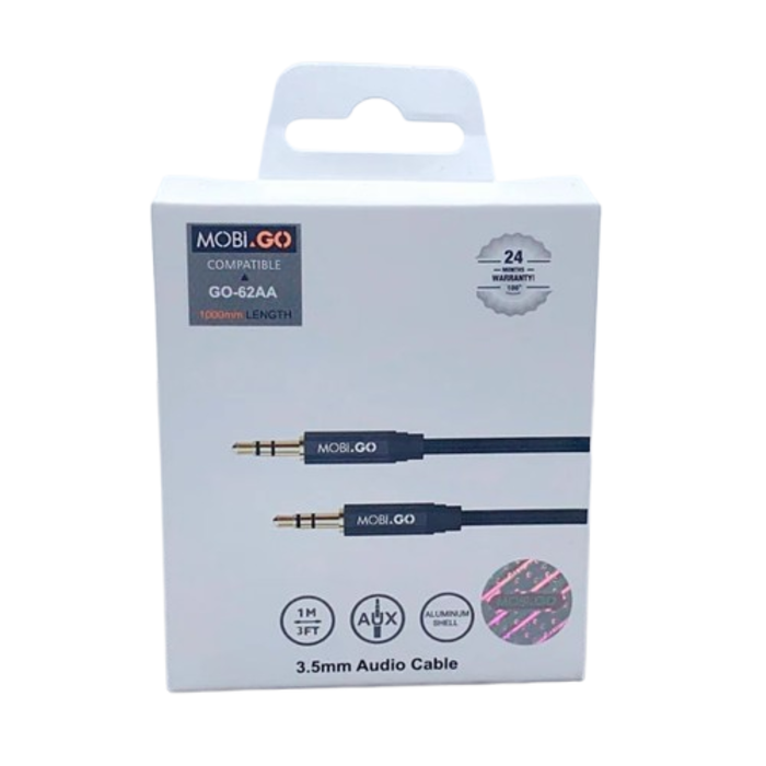 9eight5 Mobigo 1m 3.5mm audio cable accessory with gold-plated connectors for headphones and audio devices