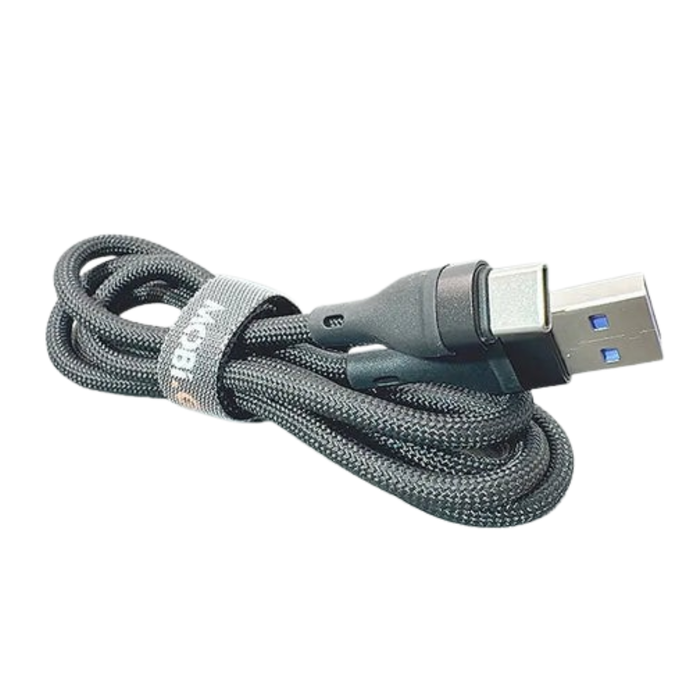 9eight5 Mobigo 1m USB-A to USB-C cable accessory showing a black cable with USB connectors for device charging and data transfer.