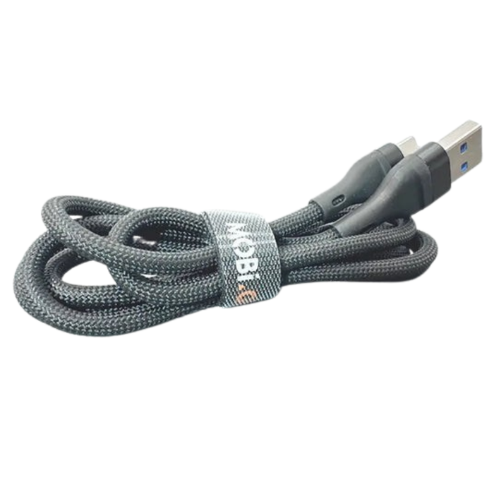 9eight5 Mobigo 1m USB-A to USB-C cable accessory, showing a black cable with USB-A and USB-C connectors on each end.