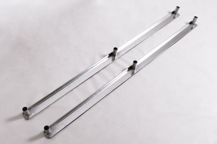 Galvanized steel ladder rails, durable and rust-resistant, ideal for home or industrial use.
