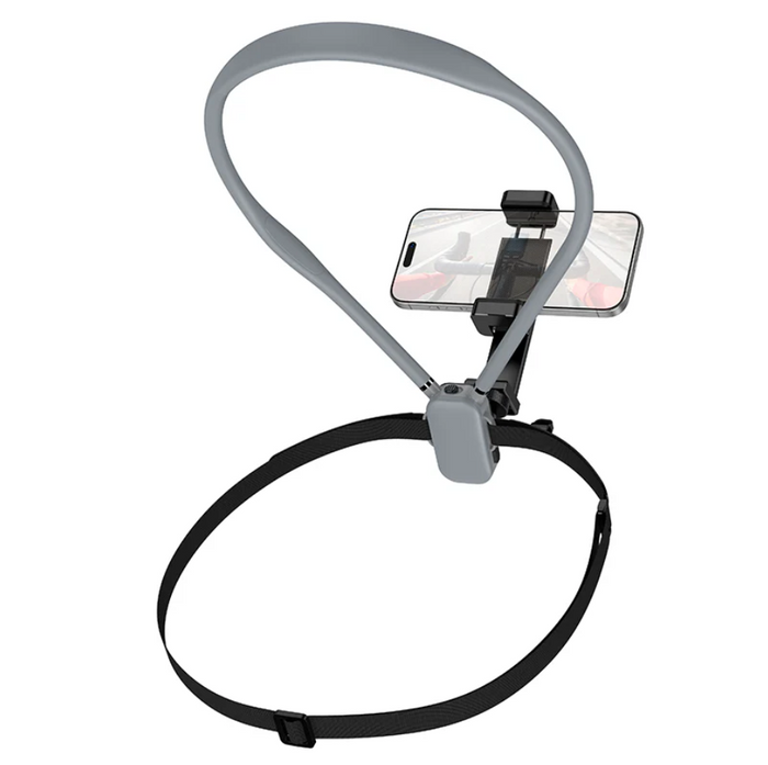 Techplus neck mount phone holder for POV vlogging, adjustable strap, secure grip, designed for hands-free smartphone filming