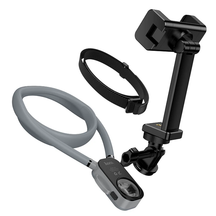 Techplus Neck Mount Phone Holder POV for vlogging, adjustable strap, secure grip, ideal for hands-free mobile recording.