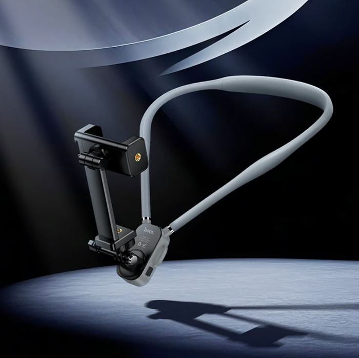 Techplus neck mount phone holder for POV vlogging, showing a secure strap and adjustable mount for smartphones.