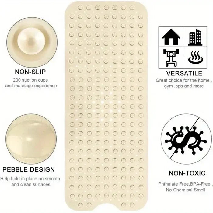 Habicare non-slip bathtub and shower mat in various colors, with textured surface for safety and grip in wet conditions.