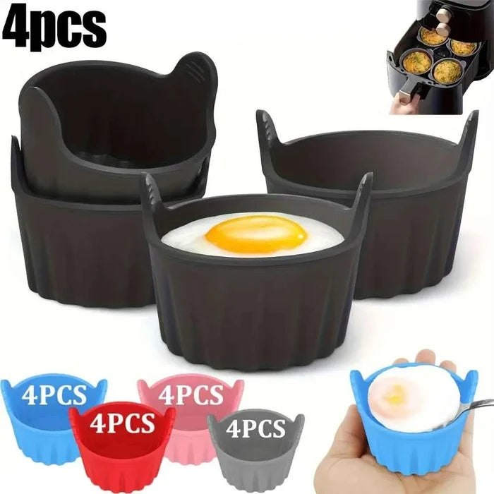 Non-stick baking mold set for air fryer, ShopHub NZ air fryer accessories, flexible baking cups for even cooking.