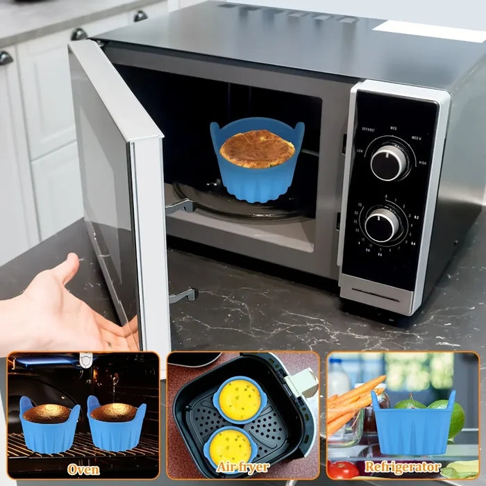 Non-stick baking molds for air fryer accessories, ShopHub NZ, with multiple round molds for even baking and easy release.