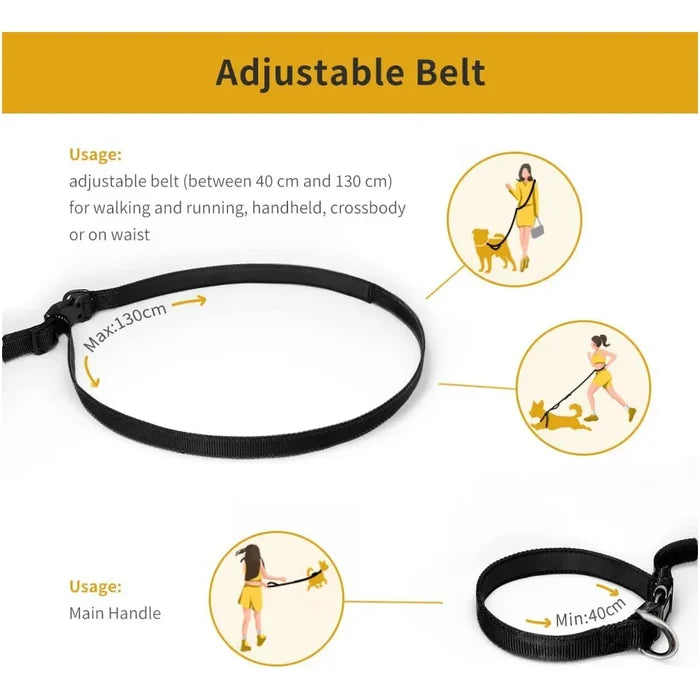 Habicare nylon hands-free dog leash, SS type, 2.5×250cm, durable and adjustable for walking your dog comfortably.