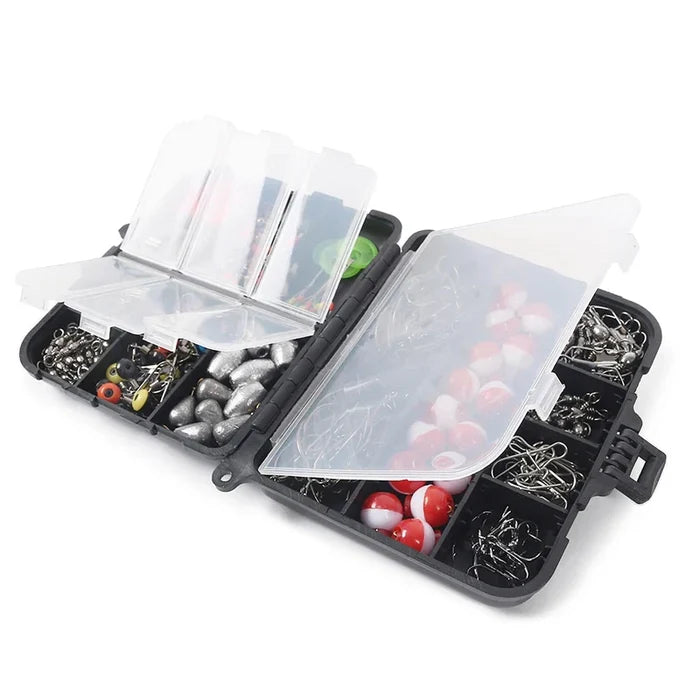 Habicare outdoor fishing accessories set with 263-piece tackle box, including fishing lines, hooks, lures, and tools for anglers.