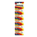 Panasonic CR1220 watch batteries in a 5-pack, compact and compatible with various wristwatches, shown in a clear image.