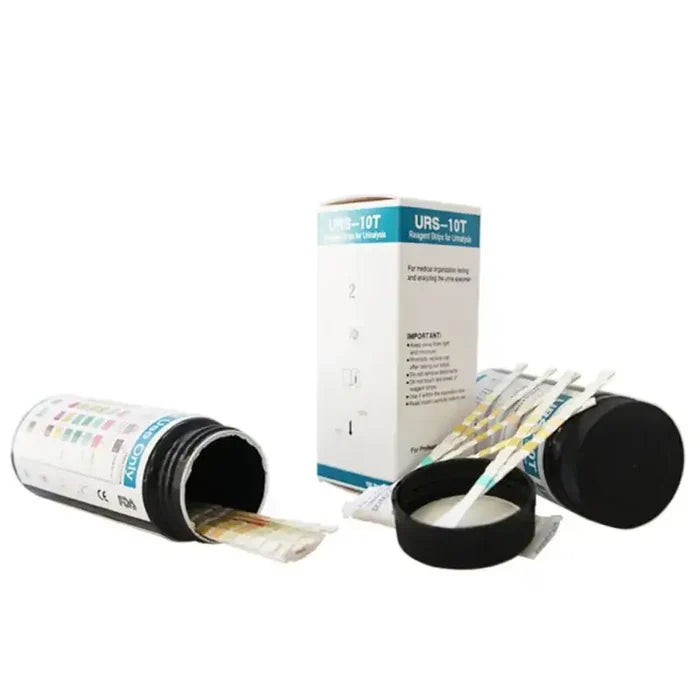 Habicare URS-10T Personal Health Test Strips for urinalysis, 10-parameter urine reagent test paper, HBC brand.