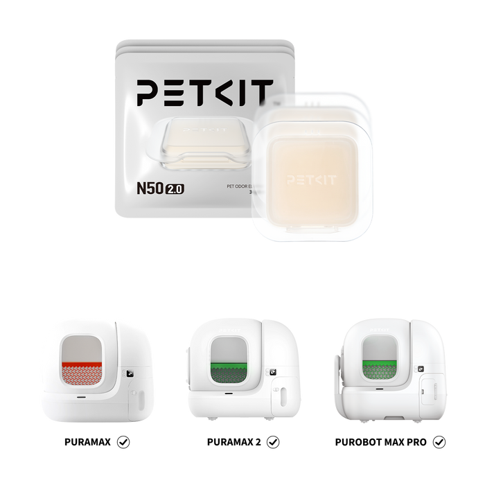 Petkit Pet Odor Eliminator N50 2.0, a litter box accessory with sleek design for effective odor control in pet spaces.