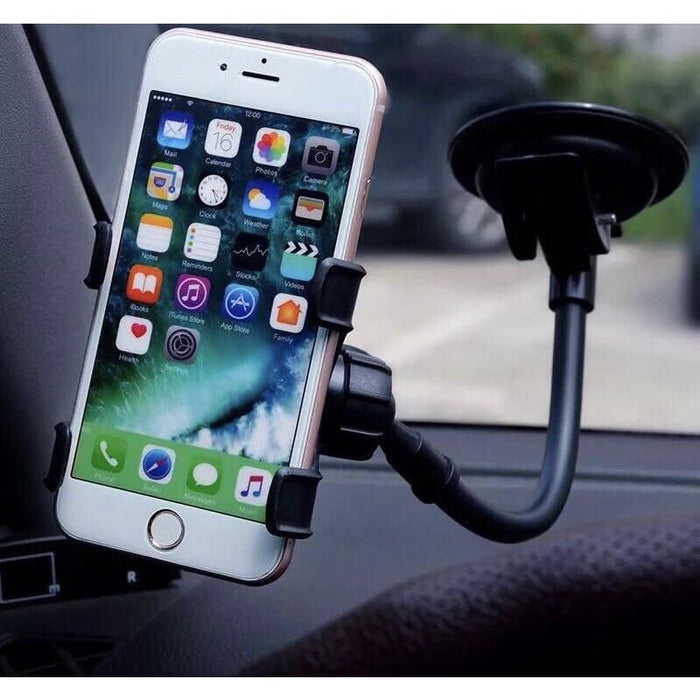 Adjustable 9eight5 phone holder for mobile phones and tablets, showcasing a secure grip and flexible viewing angles.