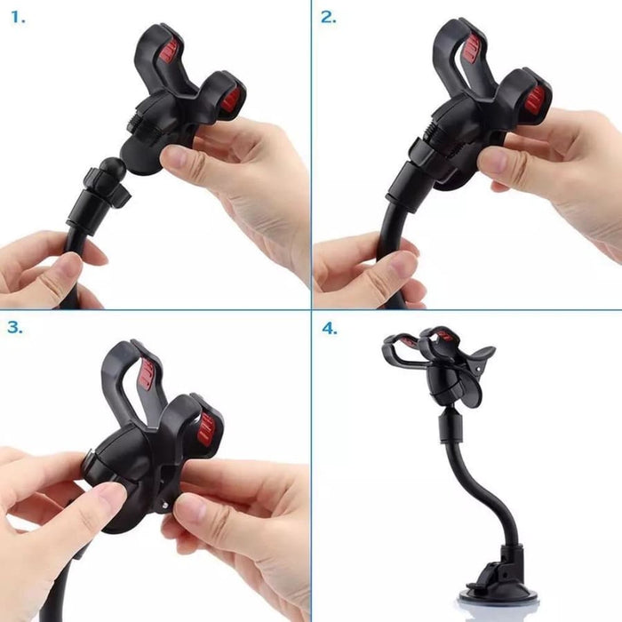 Adjustable 9eight5 phone holder accessory with a secure grip, designed for smartphones and tablets, ideal for hands-free use.