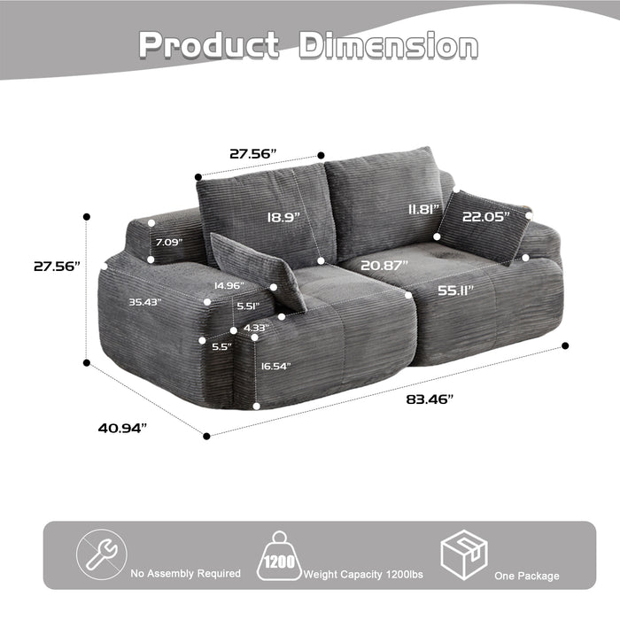 Plush 2-Seater Cloud Sofa in Soft Corduroy with Deep Memory Foam Comfort