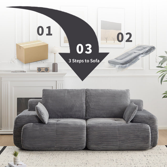 Plush 2-Seater Cloud Sofa in Soft Corduroy with Deep Memory Foam Comfort