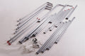 Set of aluminum poles with ropes for tent assembly, durable, lightweight, and easy to install.
