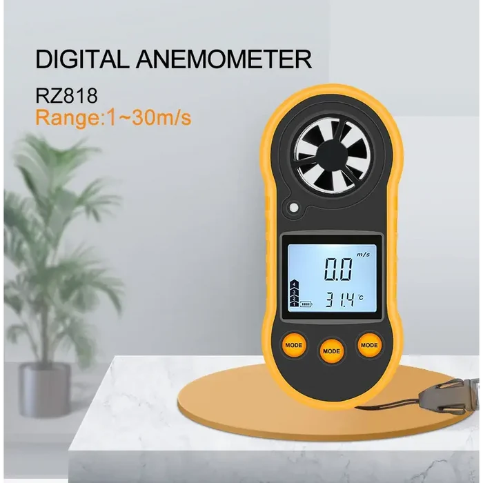 HBC Habicare portable anemometer with LCD display measuring wind speed, compact digital weather gauge for outdoor use