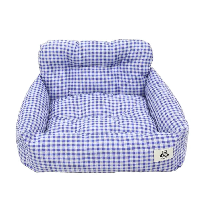 Habicare portable dog car cushion and bed in SS design, soft fabric with padded surface for comfort during travel.