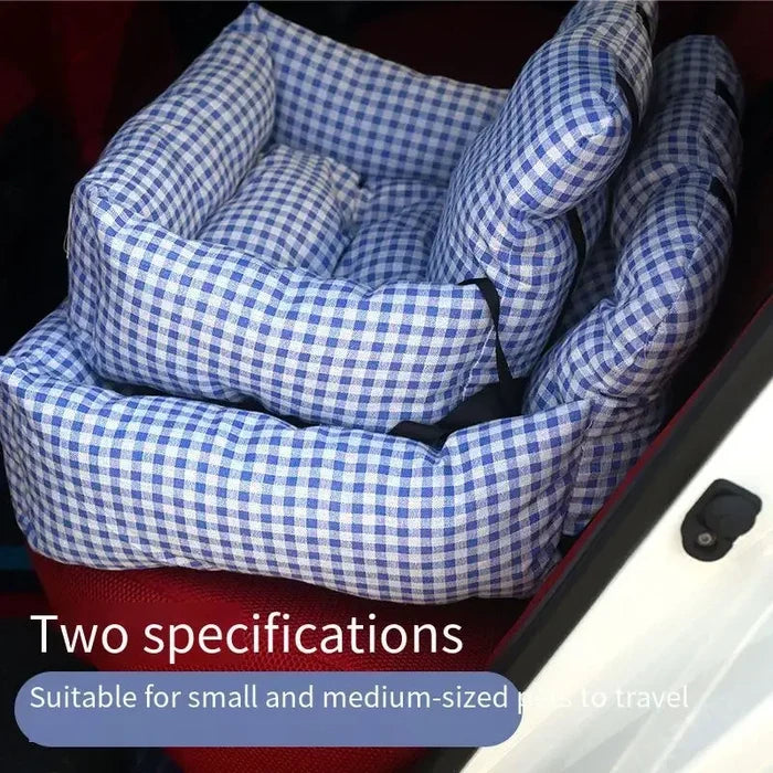 Habicare portable dog car cushion and bed in SS design, soft fabric, and supportive padding for comfortable travel.