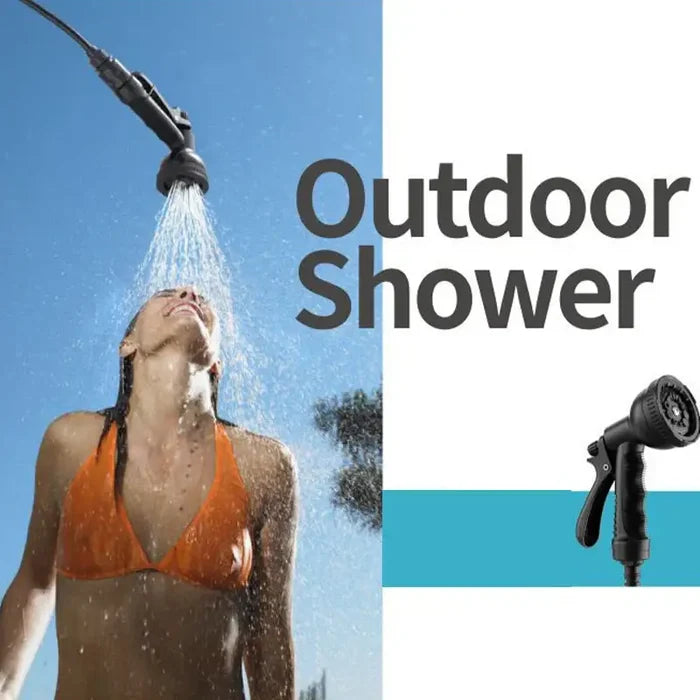 Habicare SS portable outdoor manual camping shower with 3/5/8L capacity and flexible hose for camping and outdoor use