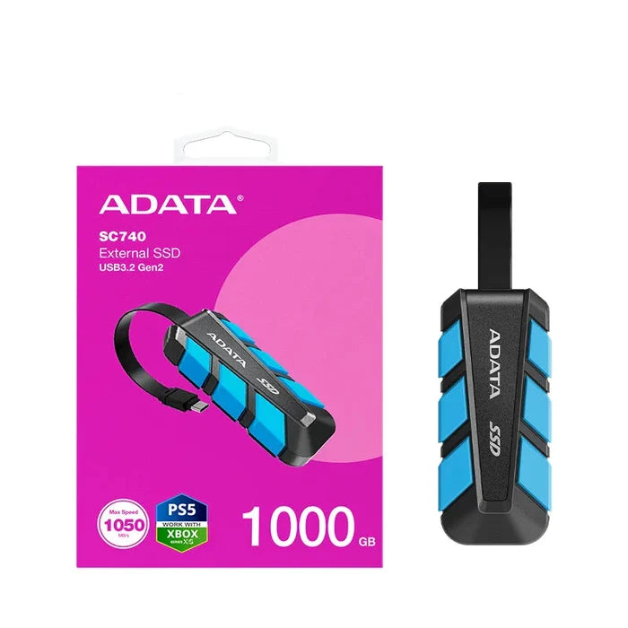 Habicare portable SSD with 500GB or 1TB capacity, USB 3.2 interface, featuring a sleek design for fast data transfer.