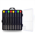 Habicare HBC precision watch screwdriver set with 8 small screwdrivers for delicate watch repairs, shown in a compact case.