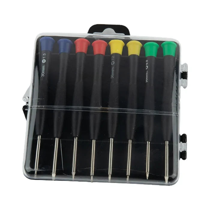Habicare HBC precision screwdriver set for watches with 8 screwdrivers, ideal for watch repair and detailed jewelry work.