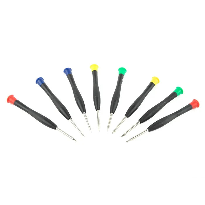 Habicare HBC precision screwdriver set for watches, 8-piece, with small screwdrivers and ergonomic handles for watch repair.