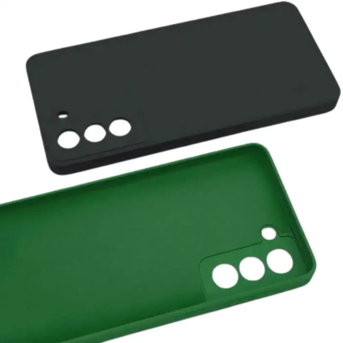 Habicare 9eight5 premium dark green liquid silicone case for Samsung Galaxy A and S series smartphones.