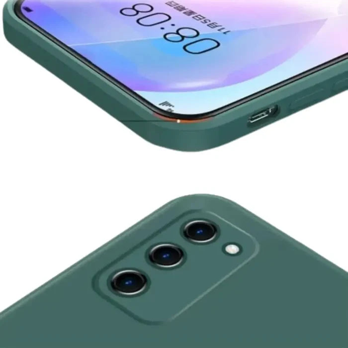Dark green 9eight5 liquid silicone case for Samsung Galaxy A and S series, featuring a smooth, protective design by Habicare.