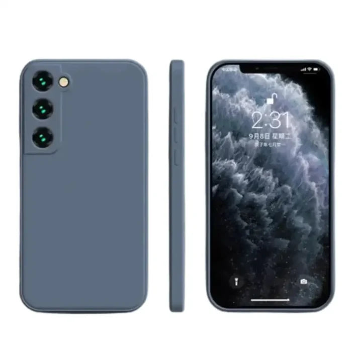 Gray silicone case for Samsung Galaxy A and S series by 9eight5, providing a snug fit and durable protection from Habicare.