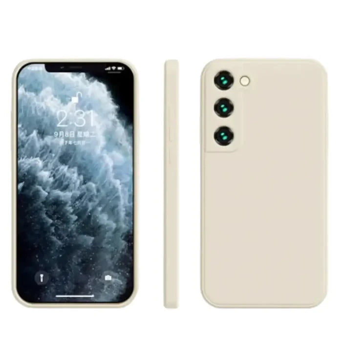 White silicone case for Samsung Galaxy A and S series by Habicare, providing a soft, protective cover with a sleek design.