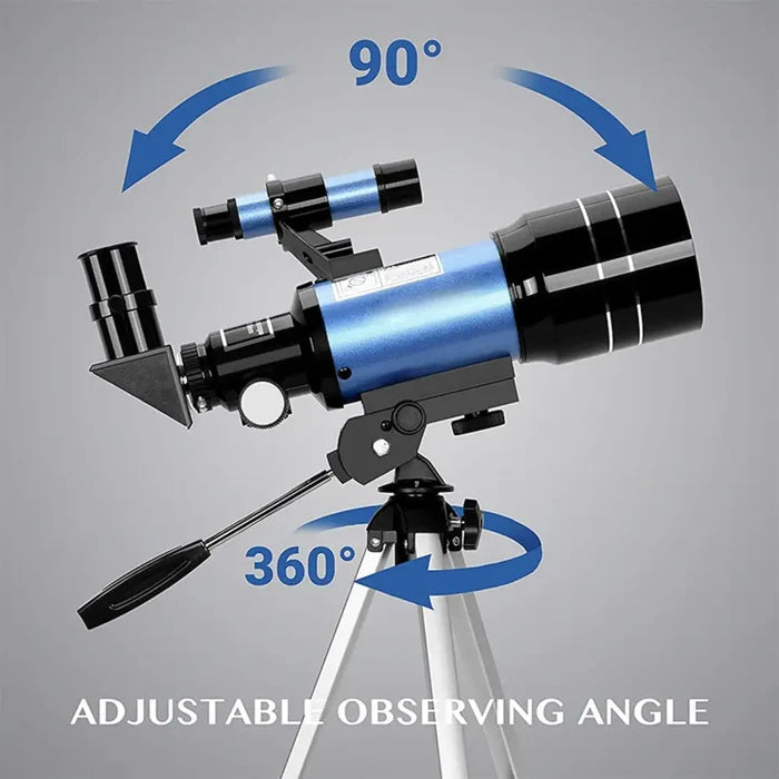 Habicare professional astronomical telescope with 150x zoom and HD night vision, showcasing its sleek design and optical lenses.