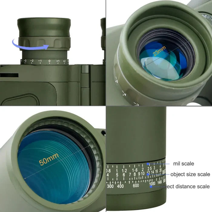 Habicare professional waterproof binoculars with built-in compass, compact SS model, featuring large lenses and sturdy design for outdoor use.