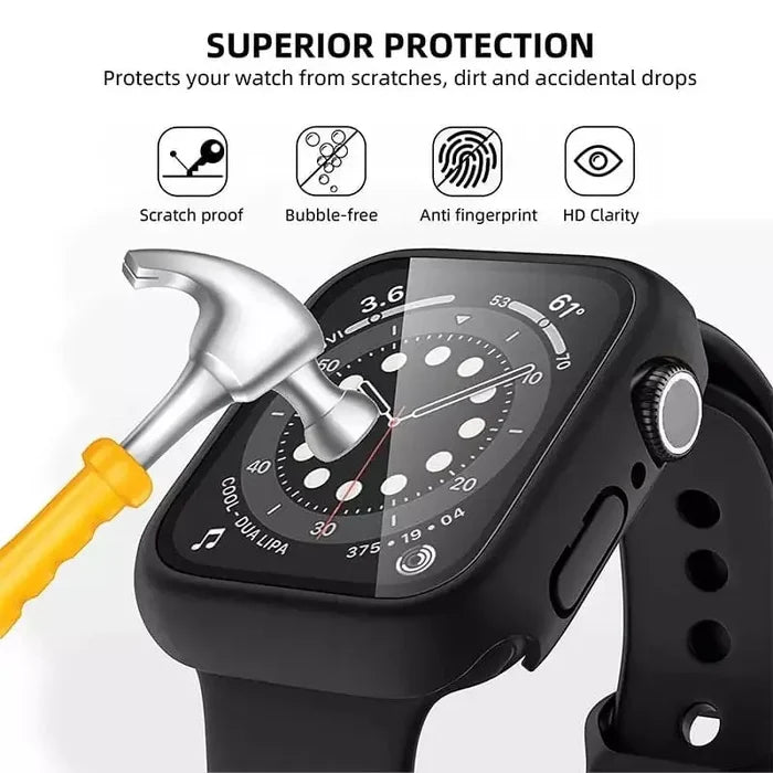 Clear protective case for Apple Watch 1st generation 38mm by Habicare, shown on the watch face, highlighting its transparent design.