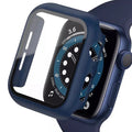Navy protective case for Apple Watch Series 2 (38mm), made by That Watch Shop, showing a snug fit around the watch.