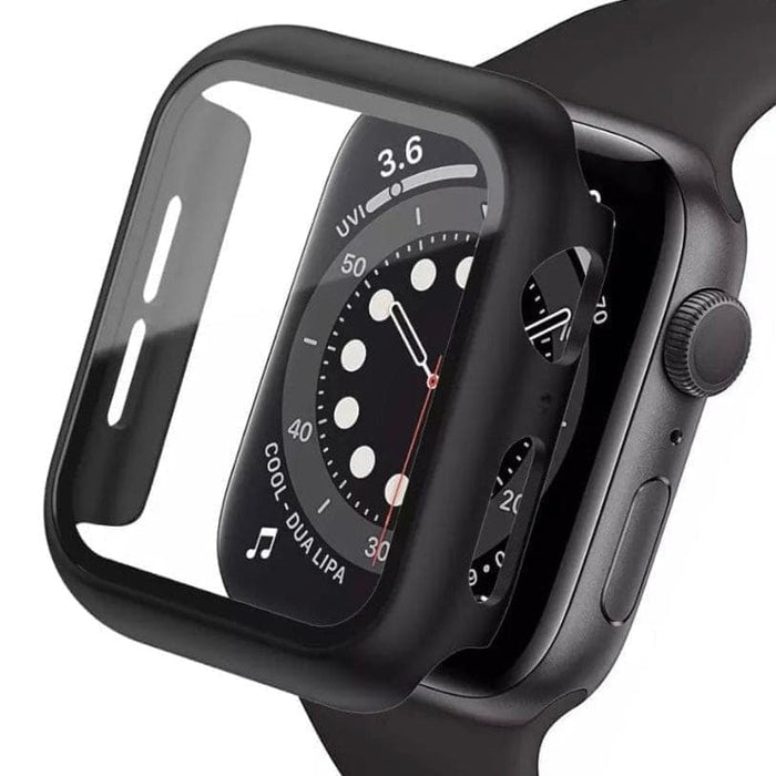 Black protective watch case for Apple Watch Series 3 38mm, designed to fit securely and protect the device from scratches and impacts.