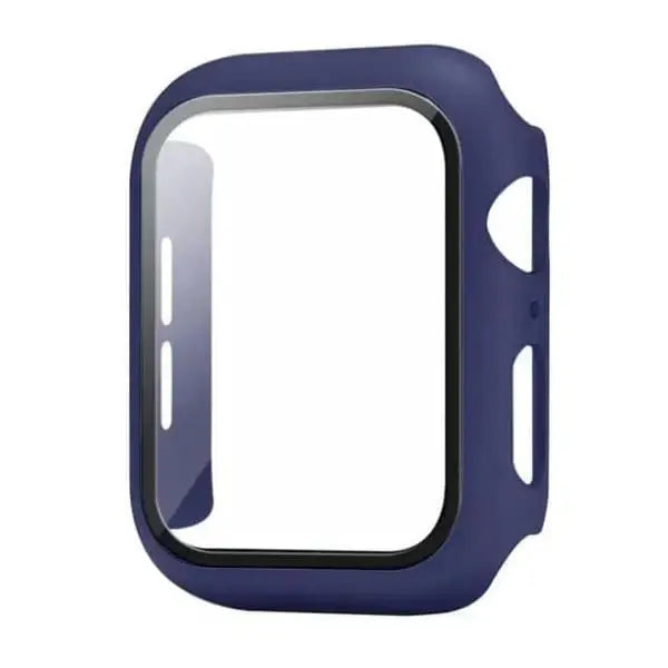 Navy protective case for Apple Watch Series 4 44mm, made by Habicare, showing the watch with the case fitted.