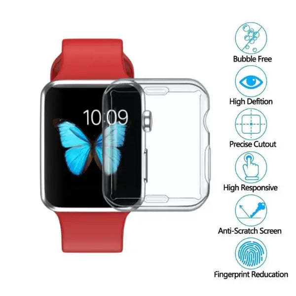 Habicare protective case for Apple Watch Series 6 40mm, clear silicone cover with precise cutouts for buttons and screen protection.