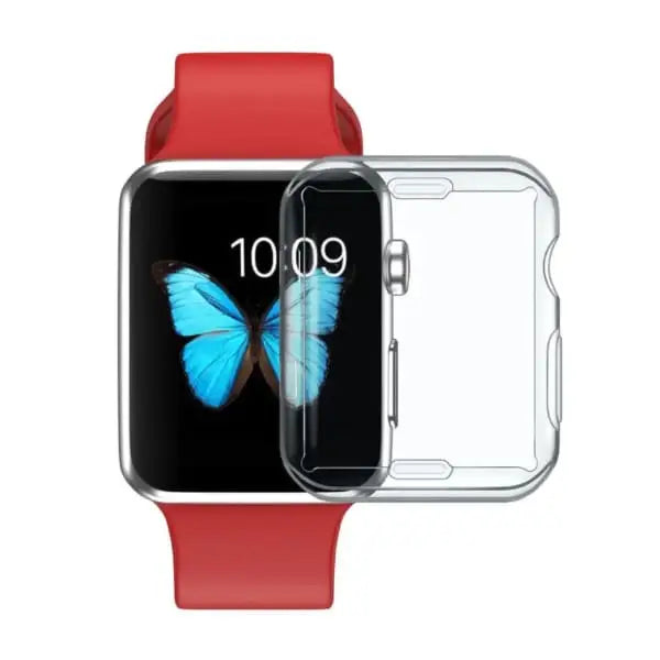 Habicare protective case for Apple Watch Series 8 45mm, showing a clear, durable watch cover with precise cutouts for buttons and screen.