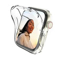 Clear protective case for Apple Watch Series 9 41mm by Habicare, showing the slim, transparent design fitting the watch.
