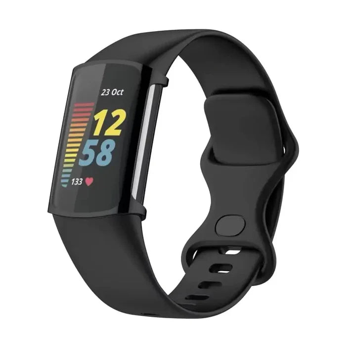 Black Habicare protective case for Fitbit Charge 6 watch, designed to safeguard the device with a sleek, durable cover.