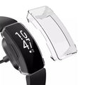 Clear Habicare protective case for Fitbit Inspire, showing a transparent watch cover protecting the device.