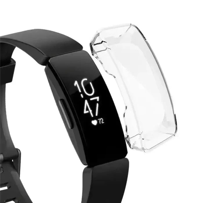 Clear Habicare protective case for Fitbit Inspire HR watch, showcasing a transparent cover protecting the device.
