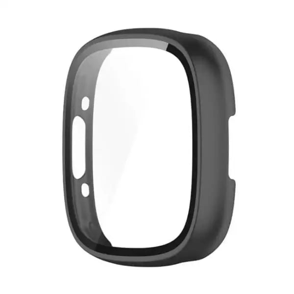Black Habicare protective watch case for Fitbit Sense 2, providing durable coverage and protection for the smartwatch.