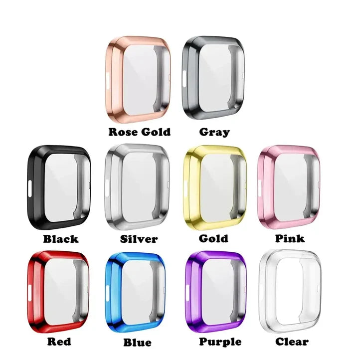 Habicare protective TWS case for Fitbit Versa 2 in 10 vibrant colors, made of durable material for device protection.
